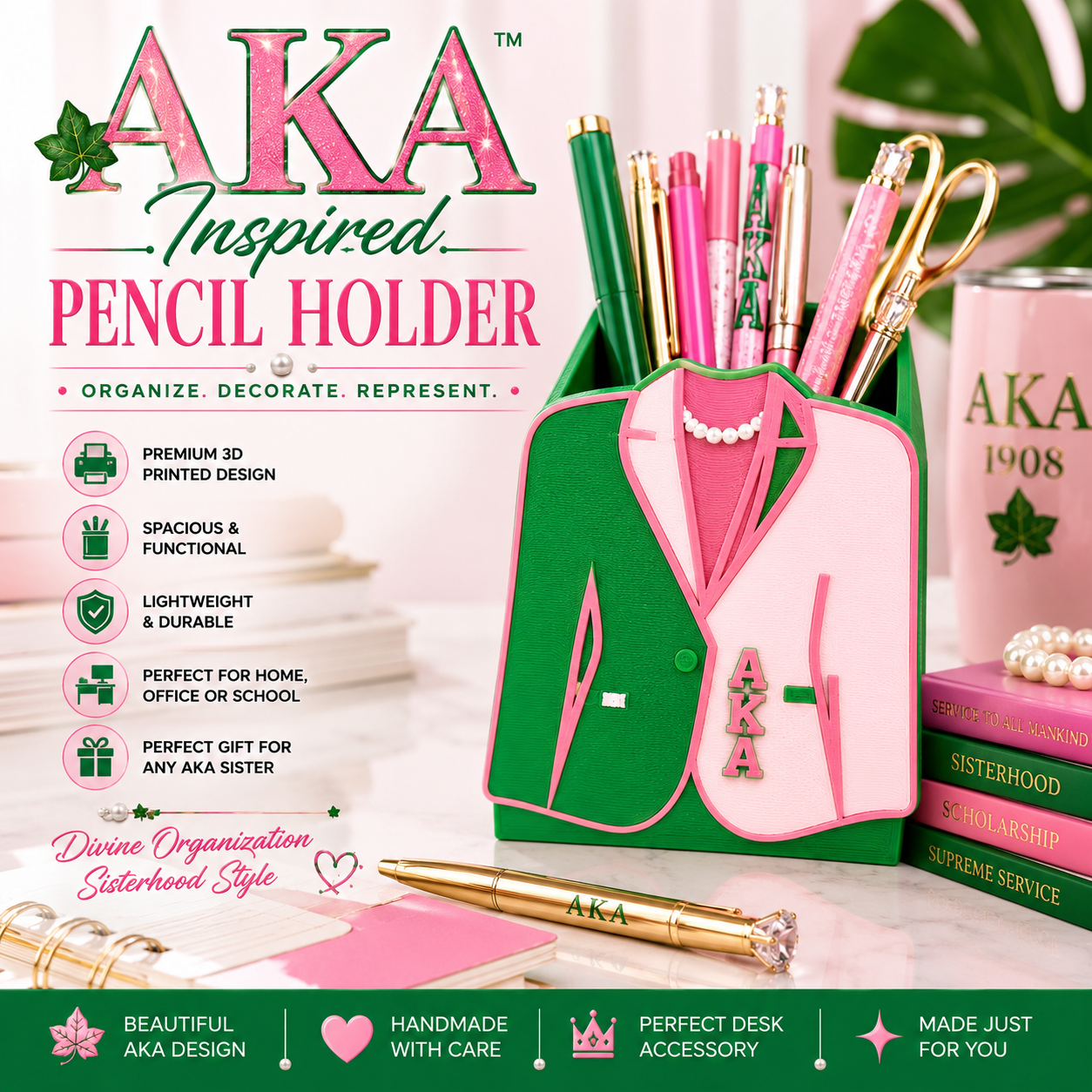 AKA Inspired Pencil Holder