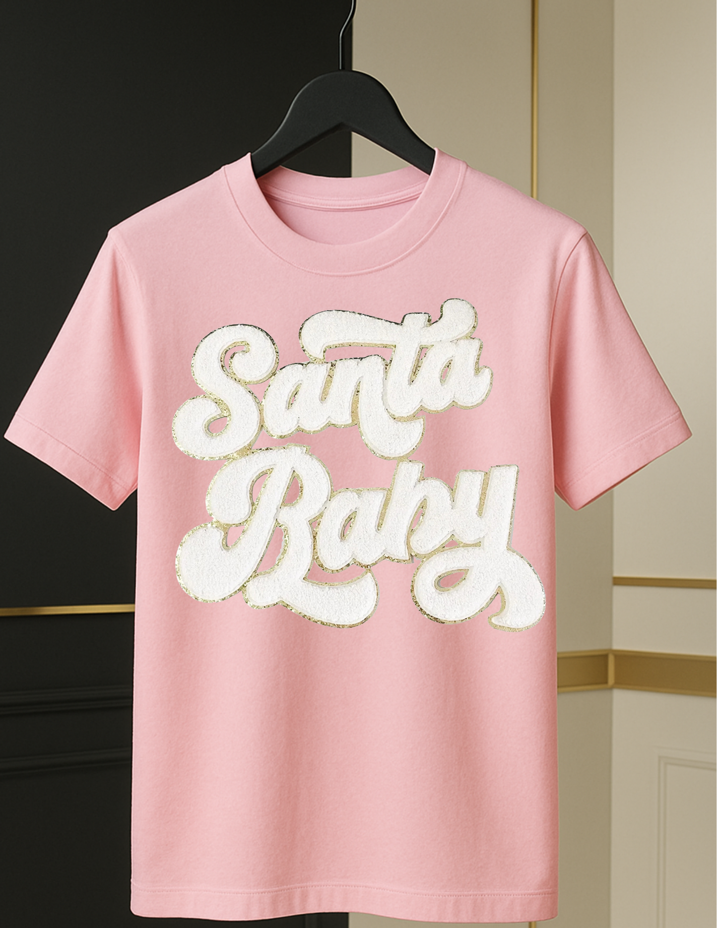 “Santa Baby” Chenille Tee — Holiday Luxe Edition (White Patch)