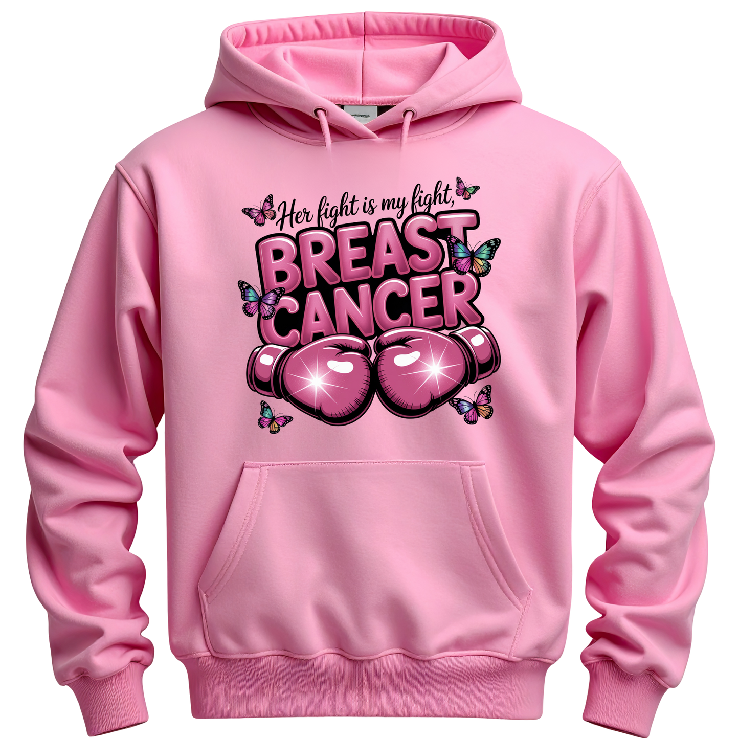 Her Fight Is My Fight Breast Cancer Hoodie | Pink Boxing Gloves Awareness Gift