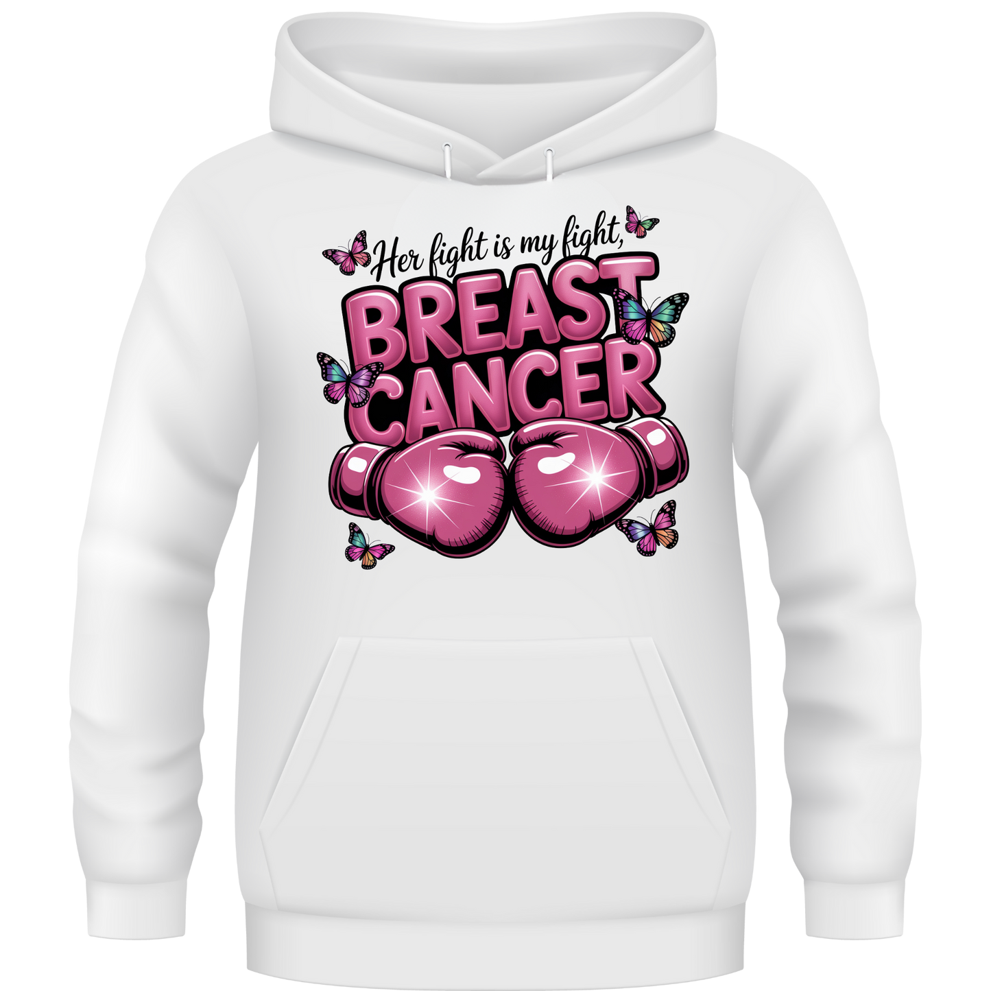 Her Fight Is My Fight Breast Cancer Hoodie | Pink Boxing Gloves Awareness Gift