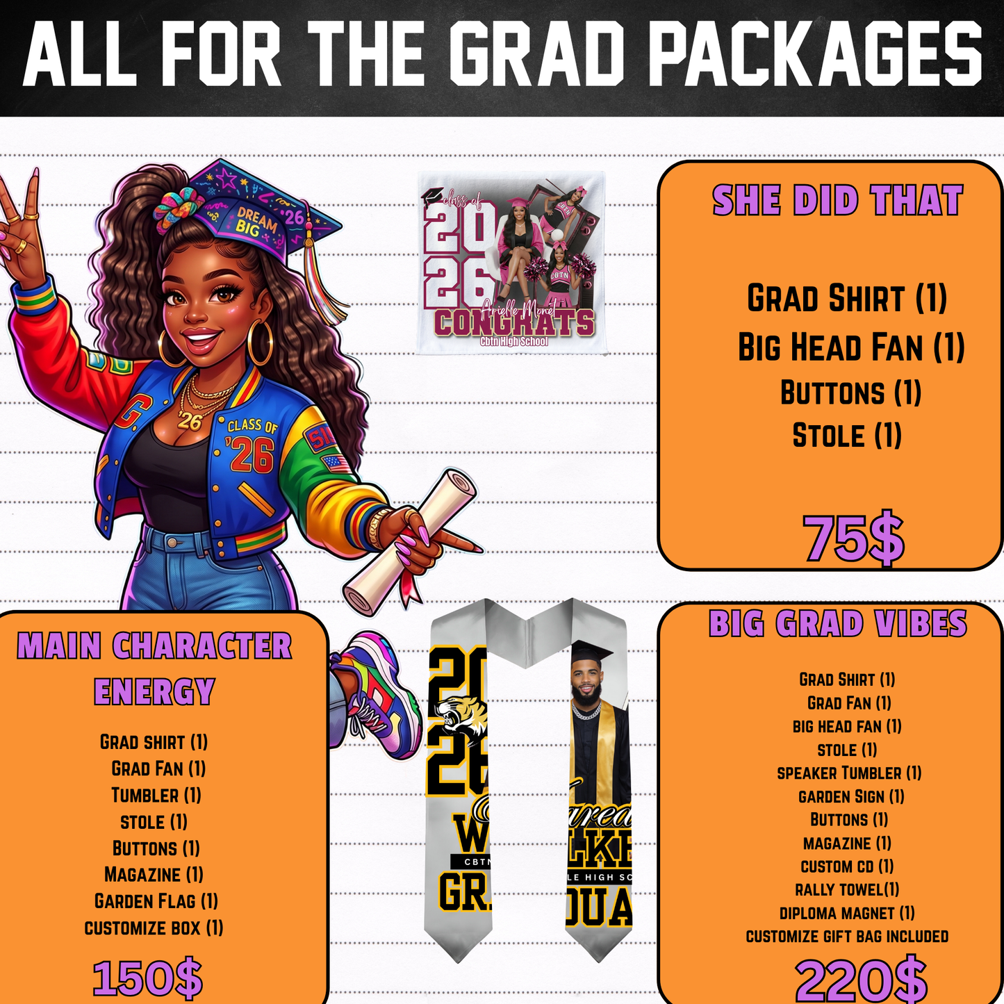 🎓 GRADUATION PACKAGE COLLECTION ,CUSTOM MADE JUST FOR YOUR GRAD 🎓