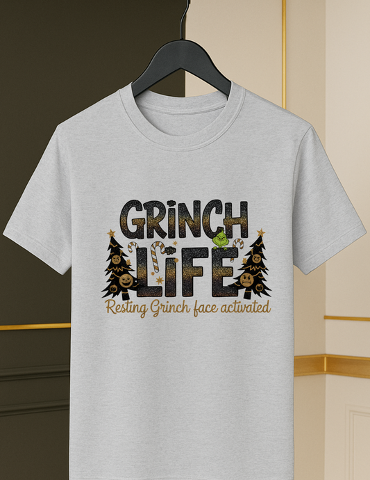 Grinch Life Resting Grinch Face Tee – Funny Holiday DTF Shirt