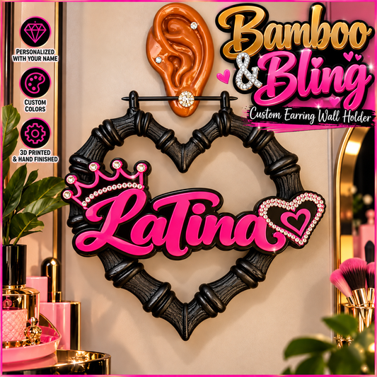 Bamboo & Bling Personalized Earring Wall Holder