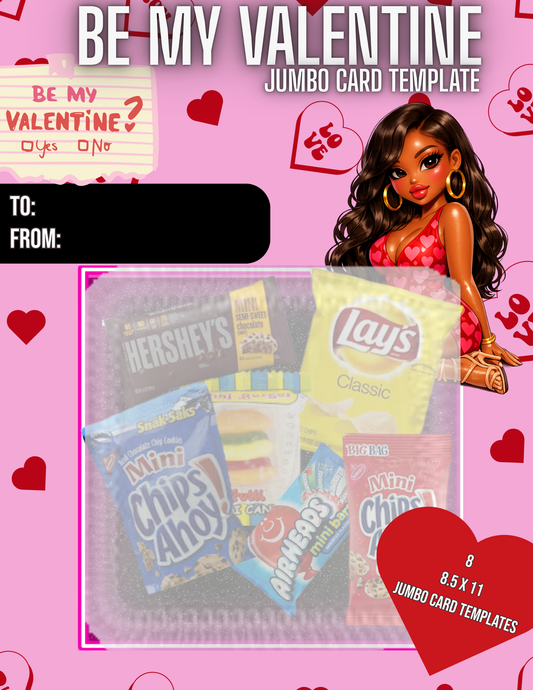 💕 Be My Valentine Jumbo Card Template Bundle 💕