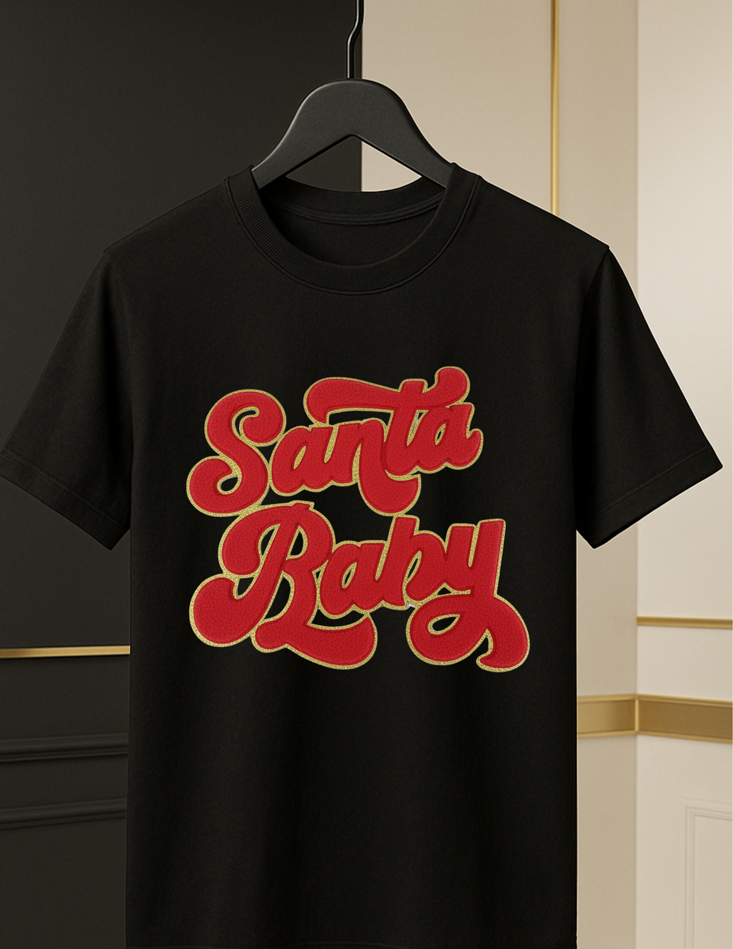 “Santa Baby” Chenille Tee — Holiday Luxe Edition (Red Patch)