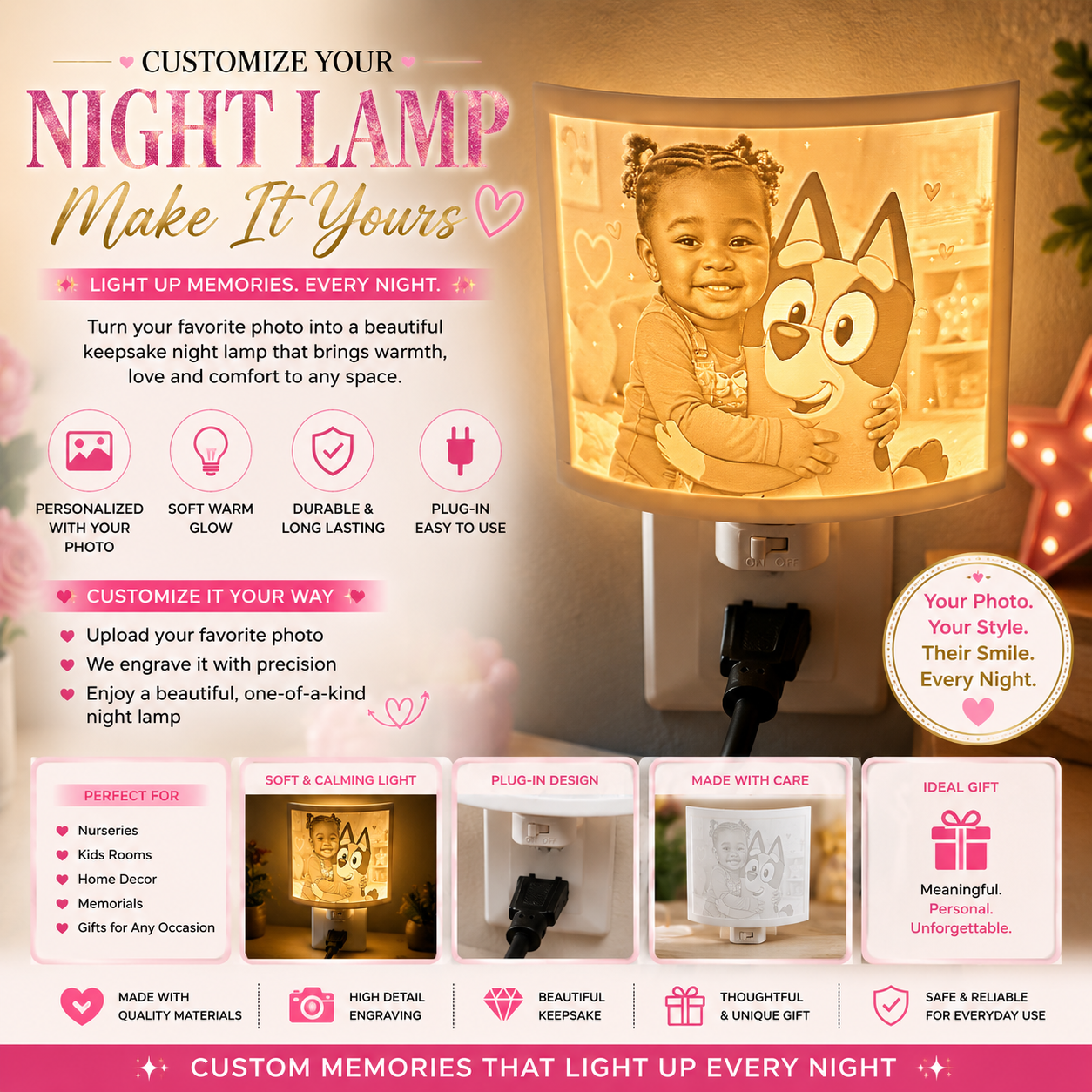 Custom 3d Printed Personalized Night Lamp