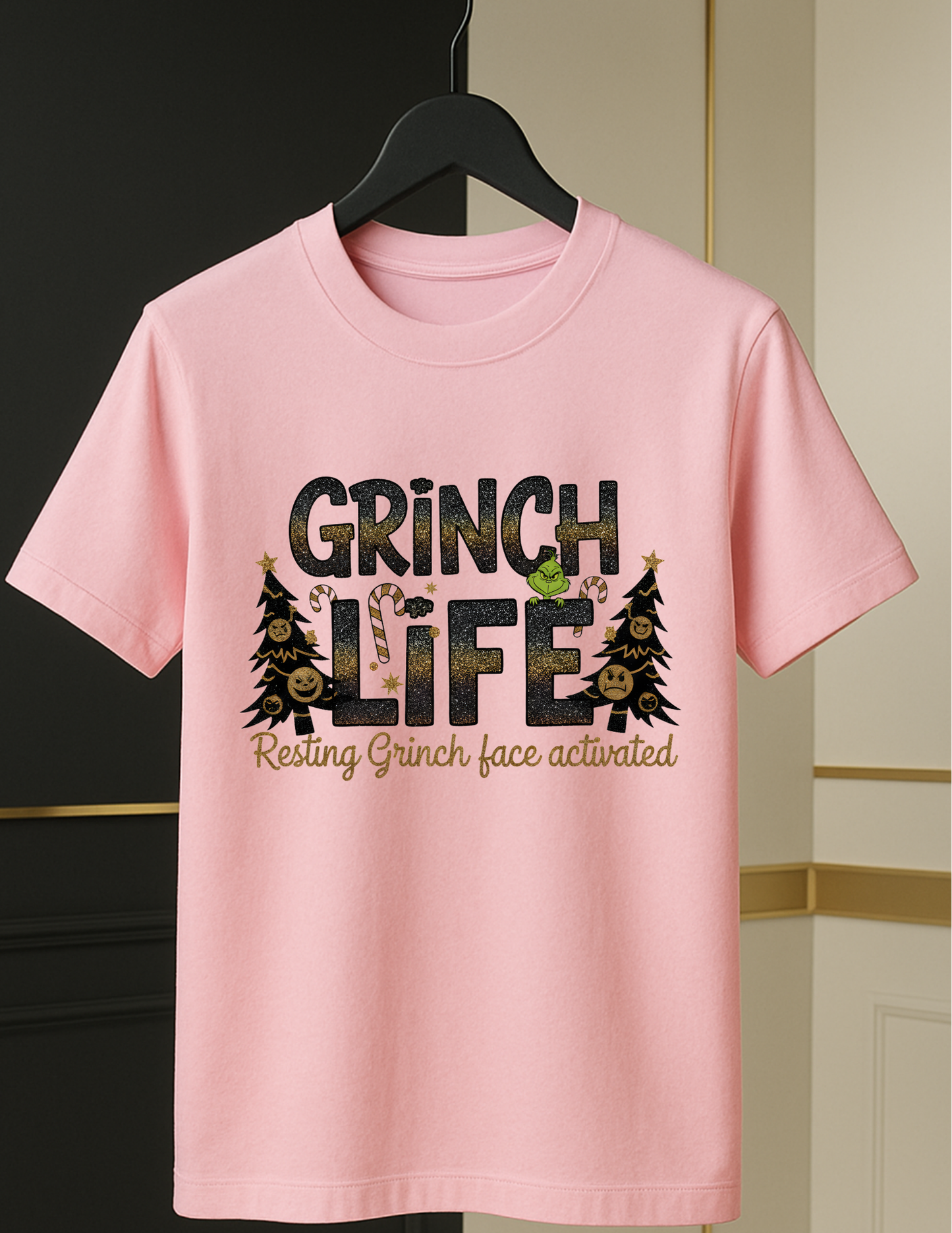 Grinch Life Resting Grinch Face Tee – Funny Holiday DTF Shirt
