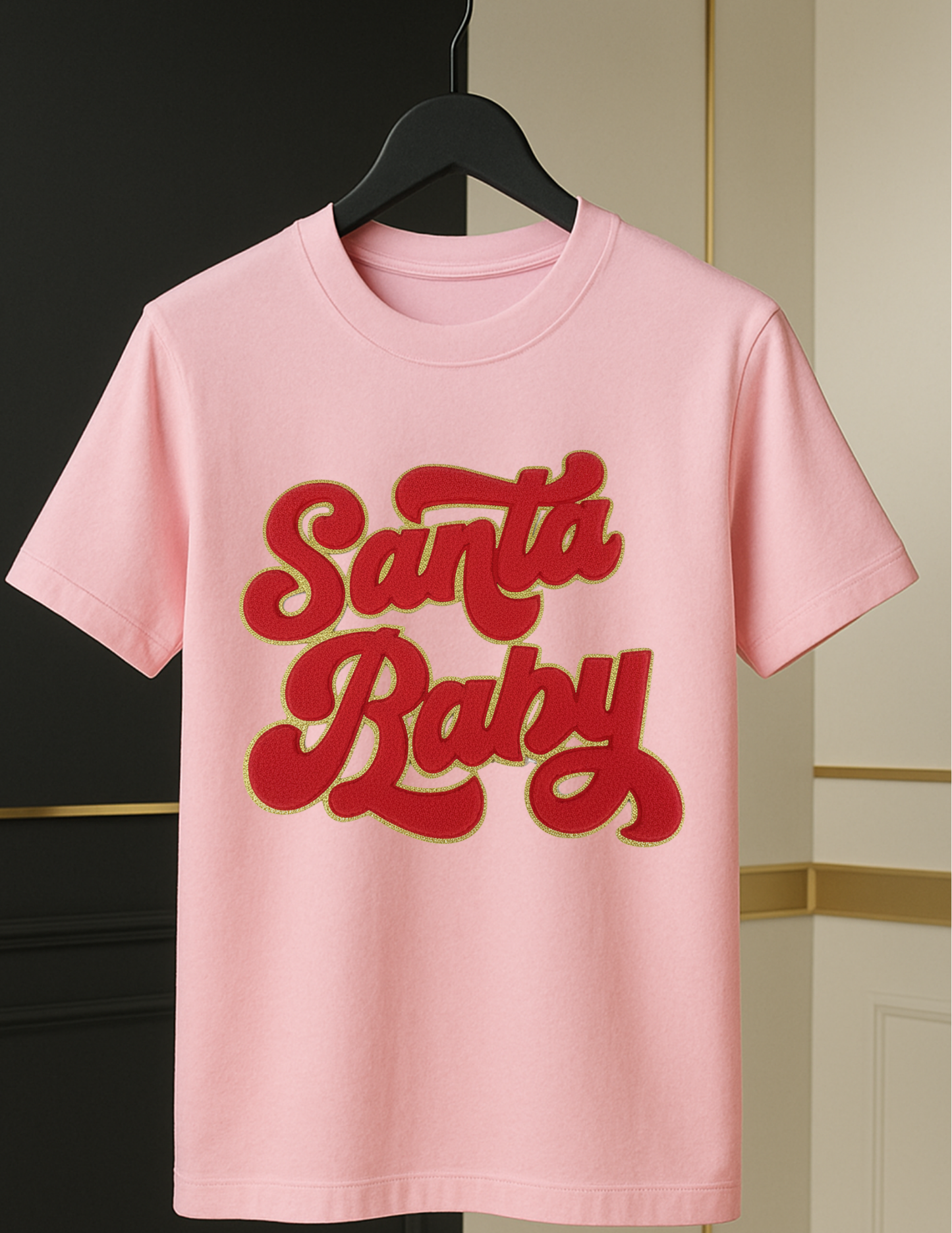 “Santa Baby” Chenille Tee — Holiday Luxe Edition (Red Patch)