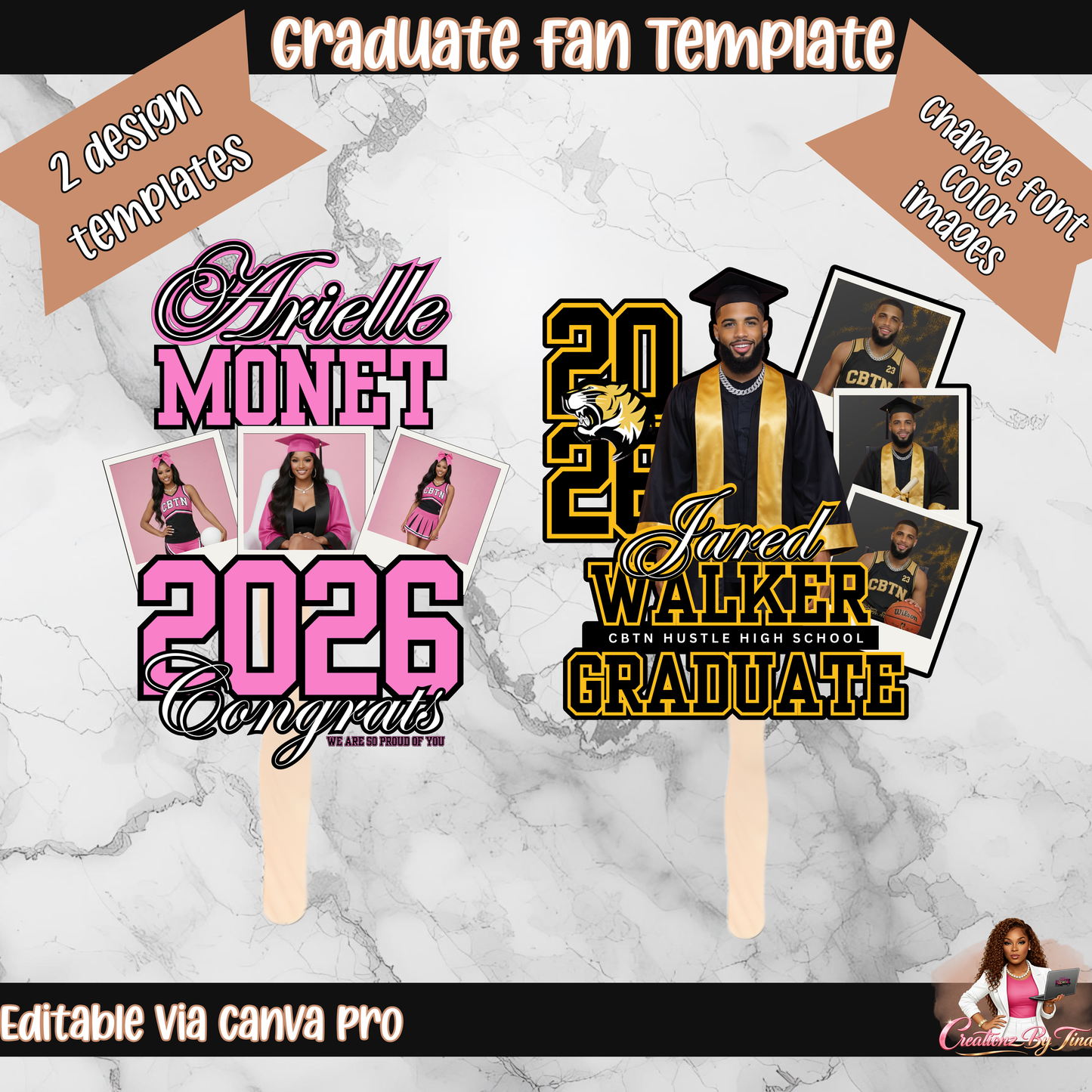 🎓 Graduate Fan Template - Editable Canva Design