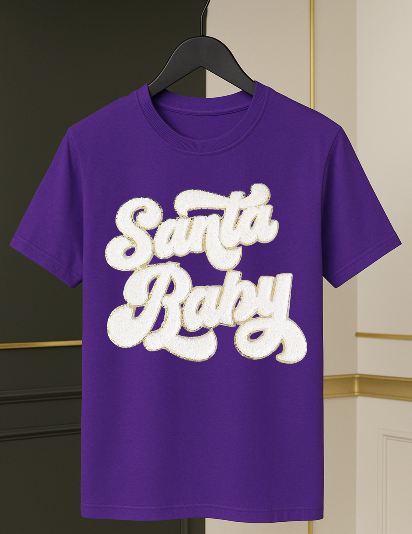 “Santa Baby” Chenille Tee — Holiday Luxe Edition (White Patch)