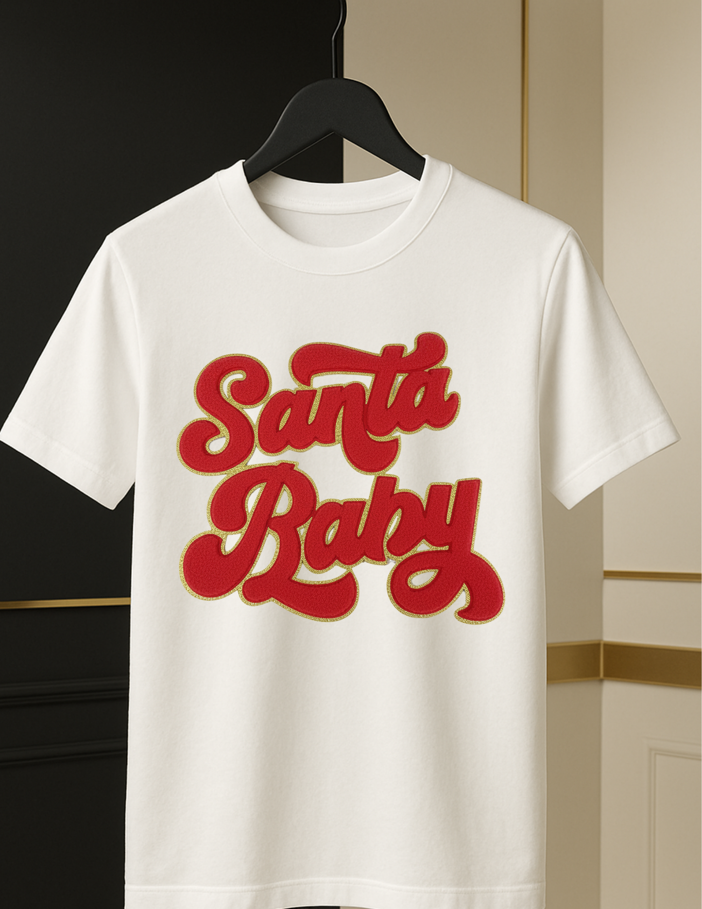 “Santa Baby” Chenille Tee — Holiday Luxe Edition (Red Patch)