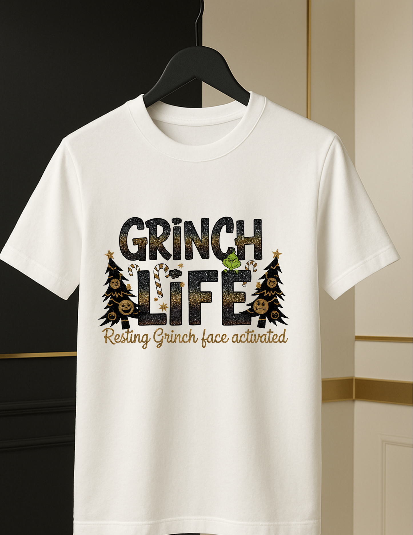 Grinch Life Resting Grinch Face Tee – Funny Holiday DTF Shirt