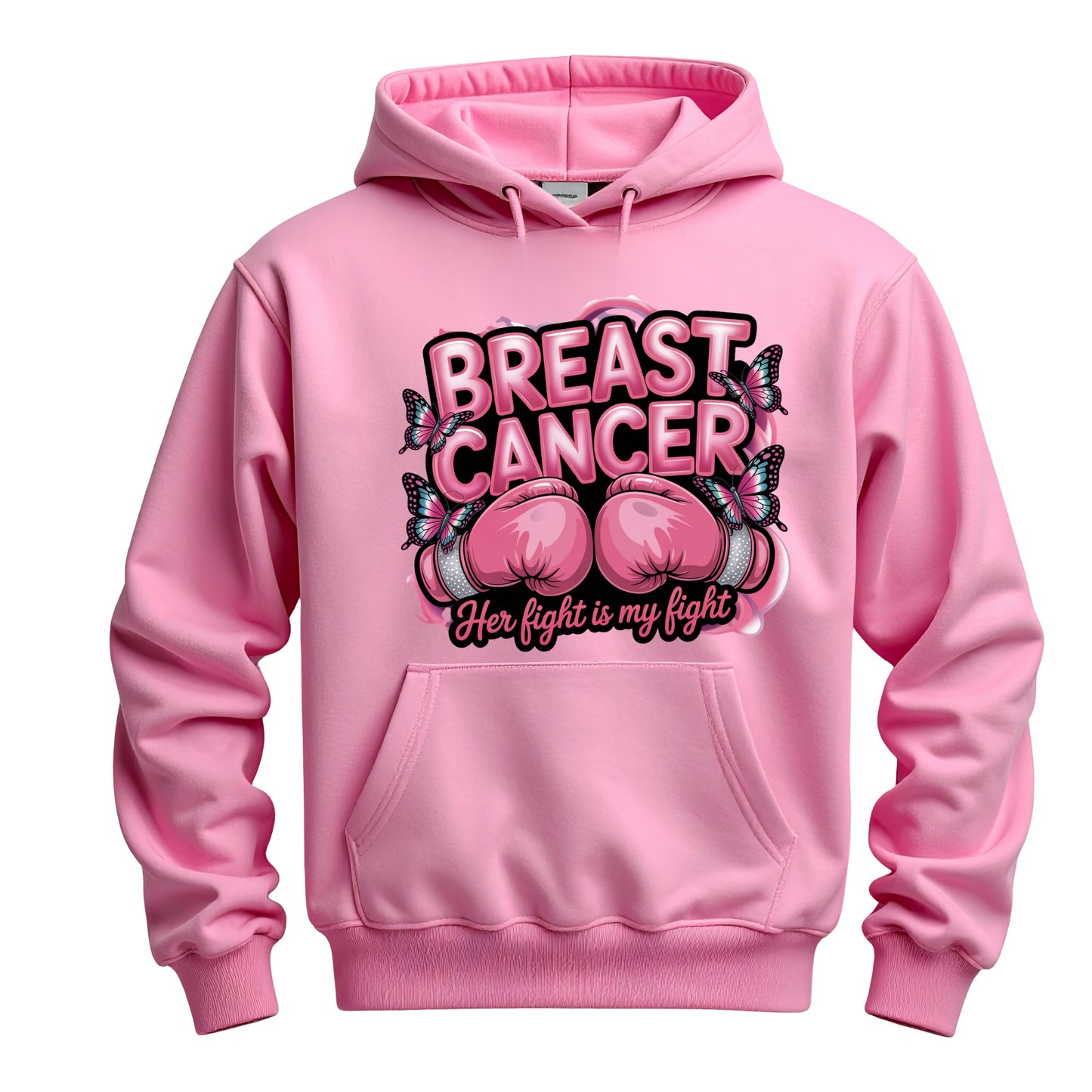 Her Fight Is My Fight Breast Cancer Hoodie | Pink Boxing Gloves Awareness Gift